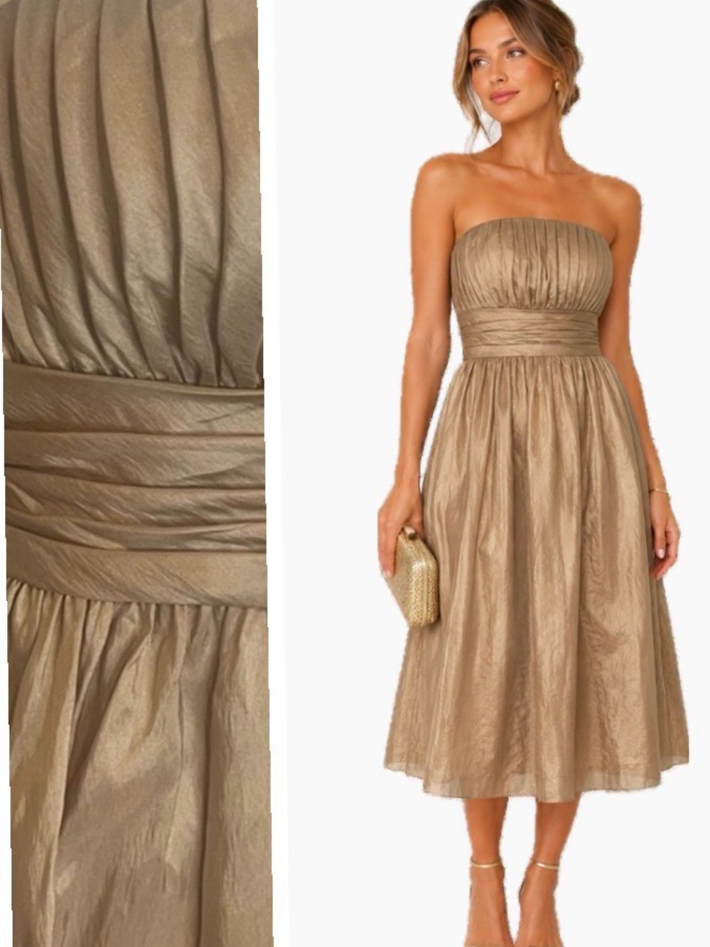 Bill Levkoff, Elegant gold Strapless Dress, Size 4